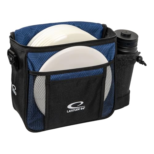 Latitude 64 Slim HEX Shoulder Bag | Lightweight Disc Golf Bag with Putter Pocket | Durable HEX Pattern Nylon Material | Compact Storage for Casual Rounds & Practice | Holds Up to 8 Discs (Navy)