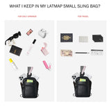 LATMAP 3L SMALL Sling Bag Fanny Packs For Women Men Mini Crossbody Chest Belt Travel Bag Purse Handbag Faux Leather Fashion Cute Black