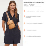 LATMAP 3L SMALL Sling Bag Fanny Packs For Women Men Mini Crossbody Chest Belt Travel Bag Purse Handbag Faux Leather Fashion Cute Light Grey