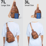 LATMAP 7L Sling Bag For Women Faux Leather Anti Theft Small Casual Daypack Backpack Fanny Pack Crossbody Chest Bags Purse Waterproof Brown