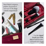 LAURA GELLER NEW YORK Quilted Makeup Bag with Brush Case, Burgundy - Toiletry Bag Organizer for Travel - Large Capacity Full Size Makeup Bag - Easy to Clean