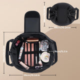 Lay Flat Drawstring Makeup Bag,Travel Cosmetic Organizer for Women,Large Capacity Toiletry Bag,Portable Open - Flat Design for Skincare and Makeup Brushes (Black)