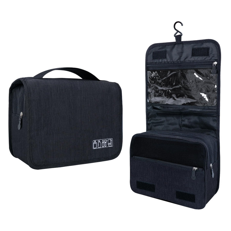 Lcsmaokin Large Capacity Toiletry Bag Travel Bag with Hanging Hook for Men and Women Waterproof Travel Cosmetic Bag Bathroom Storage Bag for Brushes Set,Full - Sized Shampoo,Toiletries,Accessories - Black