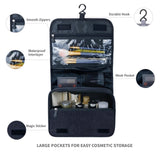 Lcsmaokin Large Capacity Toiletry Bag Travel Bag with Hanging Hook for Men and Women Waterproof Travel Cosmetic Bag Bathroom Storage Bag for Brushes Set,Full - Sized Shampoo,Toiletries,Accessories - Black