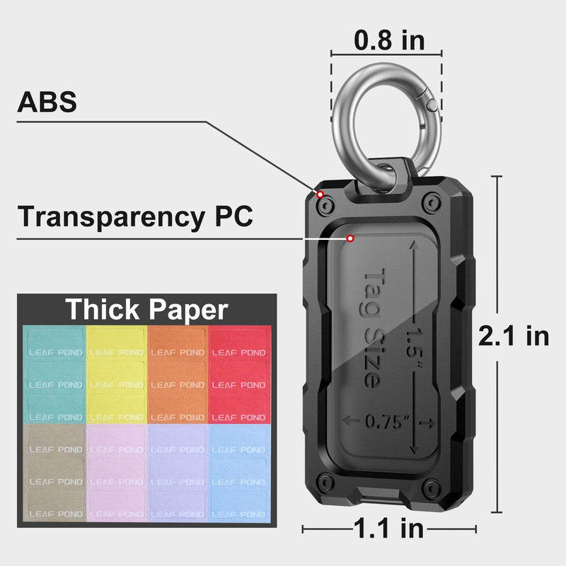 Leaf Pond 16 Pack Solid Plastic Key Tags with Rings, Heavy Duty Bulk Keychain Identifiers, Color ID Name Label in Clear Acrylic Windows. Small Luggage Bag Accessories. Party Favor Gifts.