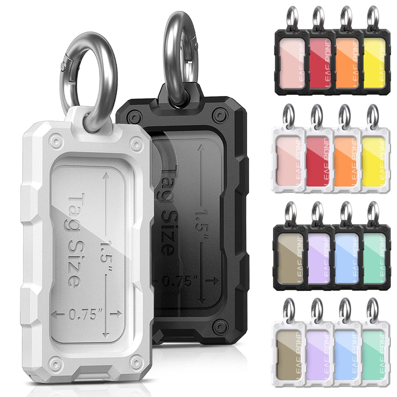 Leaf Pond 16 Pack Solid Plastic Key Tags with Rings, Heavy Duty Bulk Keychain Identifiers, Color ID Name Label in Clear Acrylic Windows. Small Luggage Bag Accessories. Party Favor Gifts.