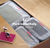 LeanTravel Premium Compression Packing Cubes for Travel - Luggage Organizers with Double Zipper - Sturdy Bags for Suitcase (6 - Pack, Grey)