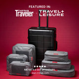 LeanTravel Premium Compression Packing Cubes for Travel - Luggage Organizers with Double Zipper - Sturdy Bags for Suitcase (6 - Pack, Grey)