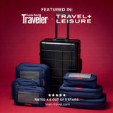 LeanTravel Premium Compression Packing Cubes for Travel - Luggage Organizers with Double Zipper - Sturdy Bags for Suitcase (6 - Pack, Navy Blue)