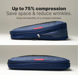 LeanTravel Premium Compression Packing Cubes for Travel - Luggage Organizers with Double Zipper - Sturdy Bags for Suitcase (6 - Pack, Navy Blue)
