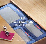 LeanTravel Premium Compression Packing Cubes for Travel - Luggage Organizers with Double Zipper - Sturdy Bags for Suitcase (6 - Pack, Navy Blue)