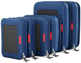 LeanTravel Premium Compression Packing Cubes for Travel - Luggage Organizers with Double Zipper - Sturdy Bags for Suitcase (6 - Pack, Navy Blue)