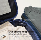 LeanTravel Premium Compression Packing Cubes for Travel - Luggage Organizers with Double Zipper - Sturdy Bags for Suitcase (6 - Pack, Navy Blue)