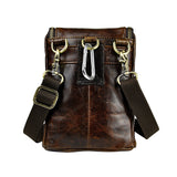 Le'aokuu Men Genuine Leather Small Messenger Bag Hook Waist Bag Belt Pack Bum Pouch 611 - 34 (A Coffee)