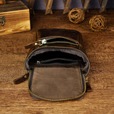 Le'aokuu Men Genuine Leather Small Messenger Bag Hook Waist Bag Belt Pack Bum Pouch 611 - 34 (A Coffee)