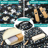 Leaper Laptop Backpack for Women: Cute Girls Backpack Floral for School College Travel Work - Lightweight Bookbag for Kids Teens - Aesthetic Back Pack Hiking Daypack for Teacher (Black - White Flower)
