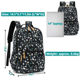 Leaper Laptop Backpack for Women: Cute Girls Backpack Floral for School College Travel Work - Lightweight Bookbag for Kids Teens - Aesthetic Back Pack Hiking Daypack for Teacher (Black - White Flower)