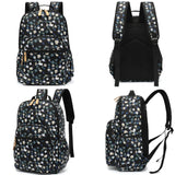 Leaper Laptop Backpack for Women: Cute Girls Backpack Floral for School College Travel Work - Lightweight Bookbag for Kids Teens - Aesthetic Back Pack Hiking Daypack for Teacher (Black - White Flower)