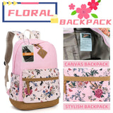 Leaper School Cute Backpack for Girls: Canvas Kawaii Bookbags for Girl 10 - 12 Years Old - Laptop Travel Backpacks for Teens Floral Pink