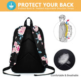 Leaper Travel Backpack for Women Girls Water Resistant Backpack for School Laptop Backpack Kids Backpack Kawaii Bookbag Floral Black