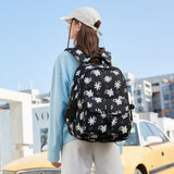 Leaper Women Floral Laptop Backpack Water - resistant College Bags Travel Backpack Flower Daypack Fits 15.6 Inch Laptop Black