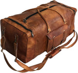 Leather 24 Inch Luggage Handmade Duffel Bag Carryall Weekender Travel Overnight Gym Sports Carry On Duffel Bag For Men And Women