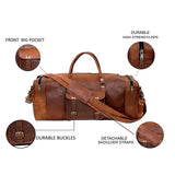 Leather 24 Inch Luggage Handmade Duffel Bag Carryall Weekender Travel Overnight Gym Sports Carry On Duffel Bag For Men And Women