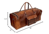 Leather 24 Inch Luggage Handmade Duffel Bag Carryall Weekender Travel Overnight Gym Sports Carry On Duffel Bag For Men And Women
