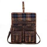Leather briefcase 18 inch laptop messenger bag for men and women best satchel office bag