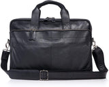 Leather briefcase 18 Inch Laptop Messenger Bags for Men and Women Best Office briefcase Satchel Bag (Black)