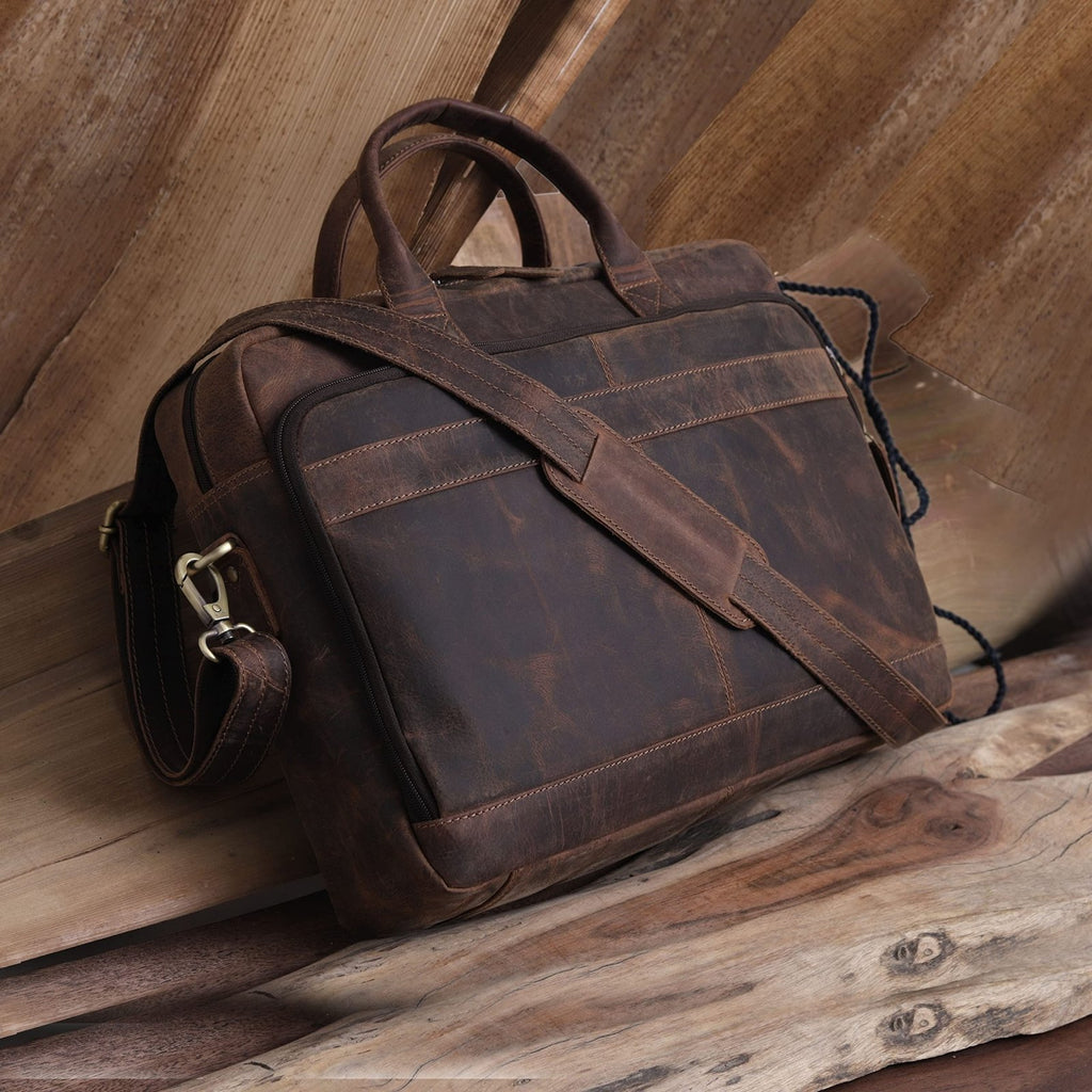 Leather briefcase bag for men Leather Laptop Bags For Men and Women Travel Messenger Bag 16 Inch (Vintage Brown, 16 Inch Briefcase)
