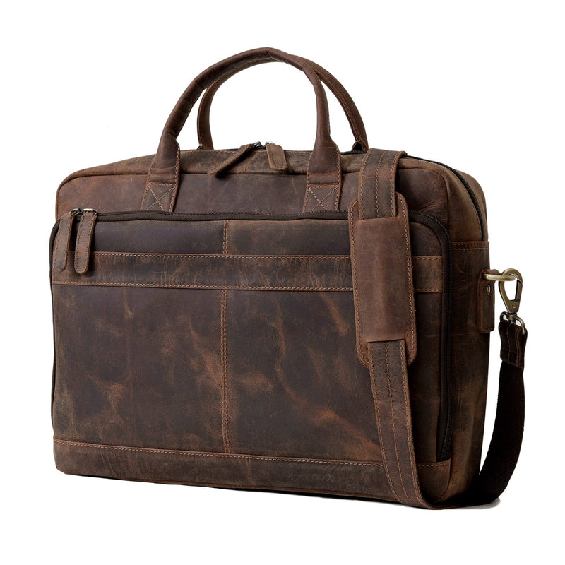 Leather briefcase bag for men Leather Laptop Bags For Men and Women Travel Messenger Bag 16 Inch (Vintage Brown, 16 Inch Briefcase)