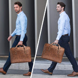 Leather Briefcase for Men - 15.6 Inch Business Laptop Bag - Water Resistant Vintage Messenger Bag - Brown