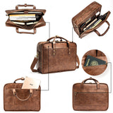 Leather Briefcase for Men - 15.6 Inch Business Laptop Bag - Water Resistant Vintage Messenger Bag - Brown