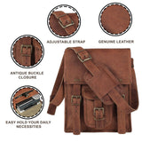 Leather crossbody bag messenger satchel tablet bag 11 inches for men and women (Brown)