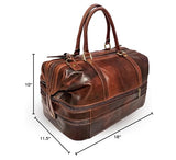 Leather Duffle Adventure Bag Weekender Travel Luggage with Shoe Compartment