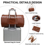 Leather Garment Bag for Travel, Modoker Carry On Suit Carrier Travel Bag with Shoulder Strap/Multiple Pockets - Ideal for Business Trips & Weekend Getaways - The Garment Duffel Bag for Traveling Men