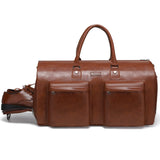 Leather Garment Bag for Travel, Modoker Carry On Suit Carrier Travel Bag with Shoulder Strap/Multiple Pockets - Ideal for Business Trips & Weekend Getaways - The Garment Duffel Bag for Traveling Men