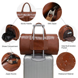 Leather Garment Bag for Travel, Modoker Carry On Suit Carrier Travel Bag with Shoulder Strap/Multiple Pockets - Ideal for Business Trips & Weekend Getaways - The Garment Duffel Bag for Traveling Men