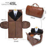 Leather Garment Bag for Travel, Modoker Carry On Travel Bag with Shoulder Strap - Ideal for Business Trips and Weekend Getaways - The Garment Duffel Bag for Traveling Men Women, Light Brown