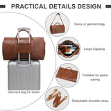 Leather Garment Bag for Travel, Modoker Carry On Travel Bag with Shoulder Strap - Ideal for Business Trips and Weekend Getaways - The Garment Duffel Bag for Traveling Men Women, Light Brown