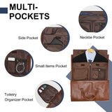 Leather Garment Bag for Travel, Modoker Carry On Travel Bag with Shoulder Strap - Ideal for Business Trips and Weekend Getaways - The Garment Duffel Bag for Traveling Men Women, Light Brown
