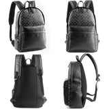 Leather Laptop Backpack for Men Women, School College Bookbag Casual Travel Daypack (Black)