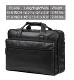 Leather Laptop Bag,Men's 17.3 Inches Messenger Briefcase Business Computer Satchel Handbag Shoulder Bag Fits 17.3 Inch Laptop Case Computer Tablet Black