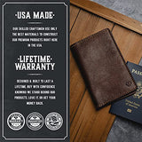 Leather Passport Holder for Men | Made in USA | 3.5" x 5.5" Field Notes Cover | Tobacco Snakebite