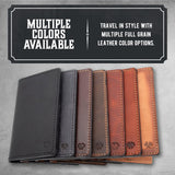 Leather Passport Holder for Men | Made in USA | 3.5" x 5.5" Field Notes Cover | Tobacco Snakebite