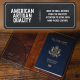 Leather Passport Holder for Men | Made in USA | 3.5" x 5.5" Field Notes Cover | Tobacco Snakebite