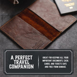 Leather Passport Holder for Men | Made in USA | 3.5" x 5.5" Field Notes Cover | Tobacco Snakebite
