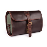 LEATHER VILLAGE Hanging Leather Toiletry Bag for Men – Handcrafted Vintage Premium Travel Dopp Kit with Waterproof Lining, Shaving Organizer and Shower Bathroom Essentials Case - Cherry