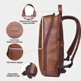LEATHER VILLAGE Leather Laptop Backpack for Men | Cognac Brown | Slim Professional Business Bag Fits 15.6” - Laptop | Water - Repellent Work & Travel Daypack with Trolley Strap